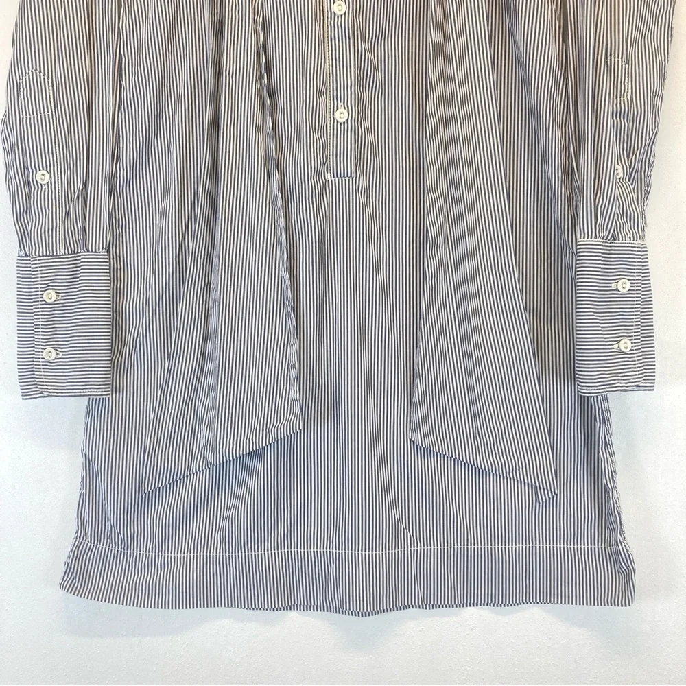 Nili Lotan Shirt Dress Blue White Striped Button Down Front XS long Sleeve - Picture 4 of 16